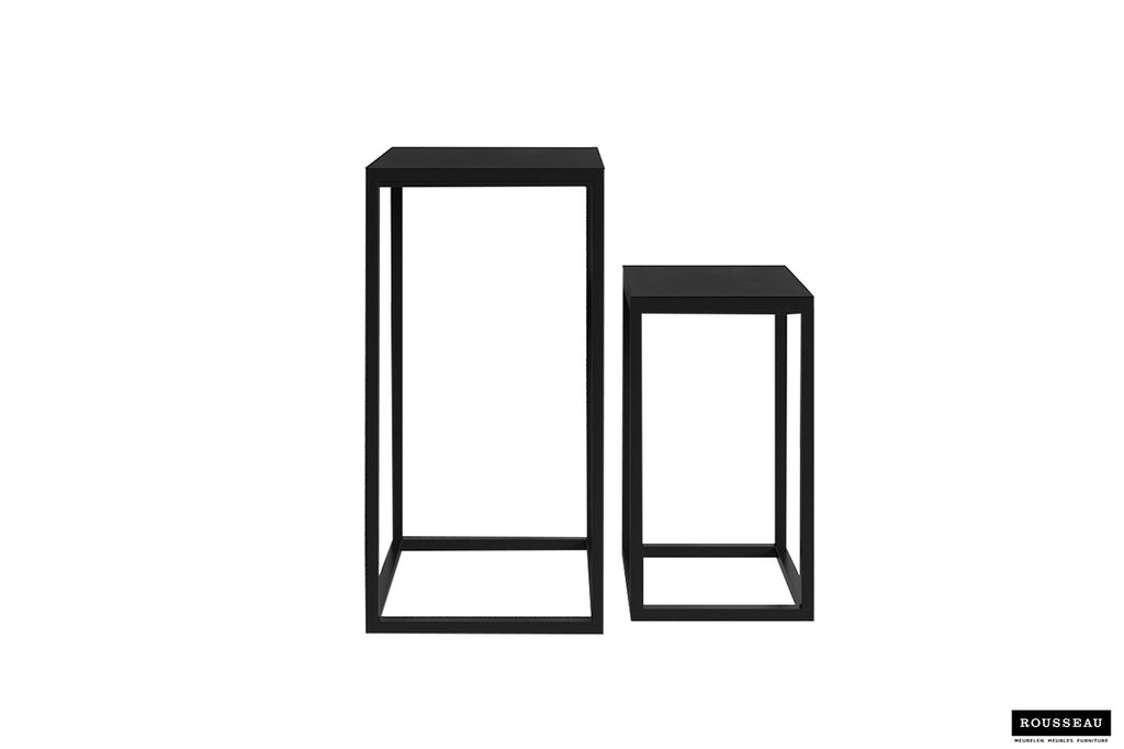 Bijzettafel 'Madeira' 2-delig Mango hout zwart (1c)